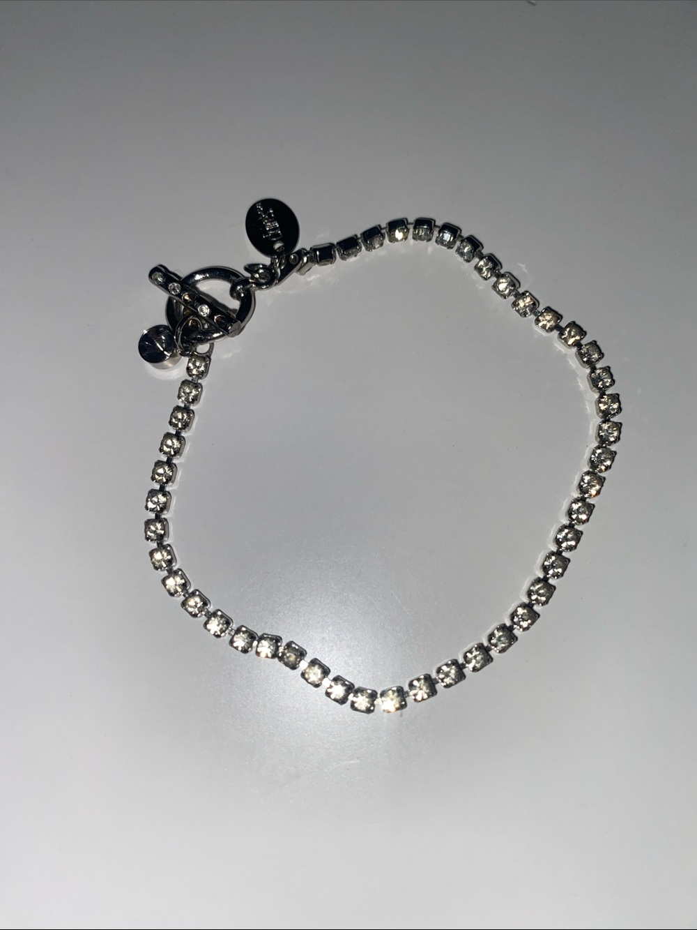 Vintage Y2K Silver Crystal Tennis Bracelet